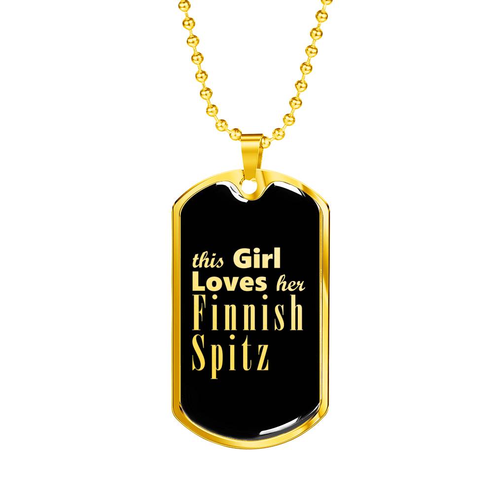 Finnish Spitz v2 - 18k Gold Finished Luxury Dog Tag Necklace