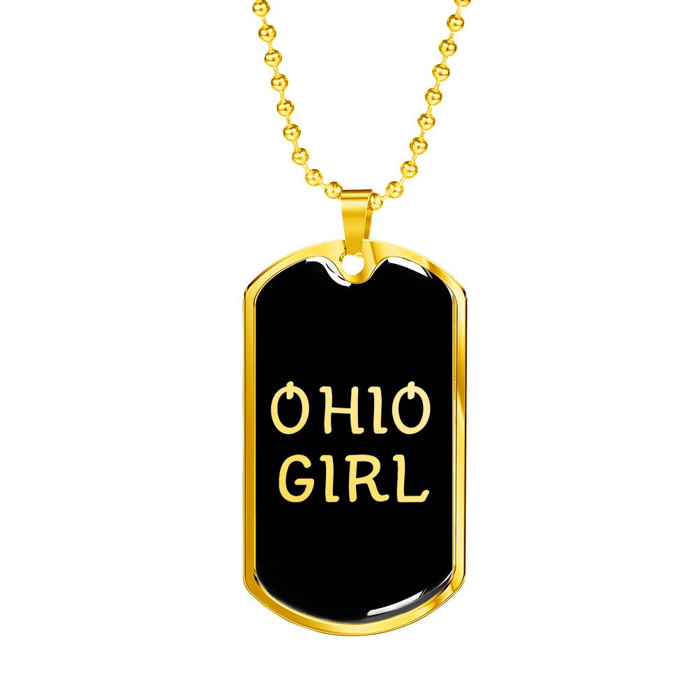 Ohio Girl v2 - 18k Gold Finished Luxury Dog Tag Necklace