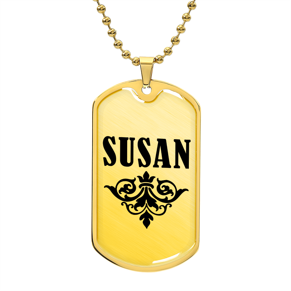 Susan v01a - 18k Gold Finished Luxury Dog Tag Necklace