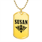 Susan v01a - 18k Gold Finished Luxury Dog Tag Necklace