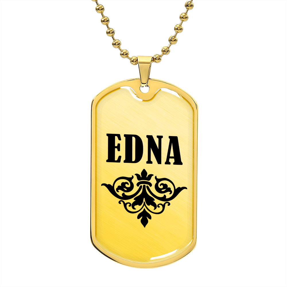 Edna v01a - 18k Gold Finished Luxury Dog Tag Necklace