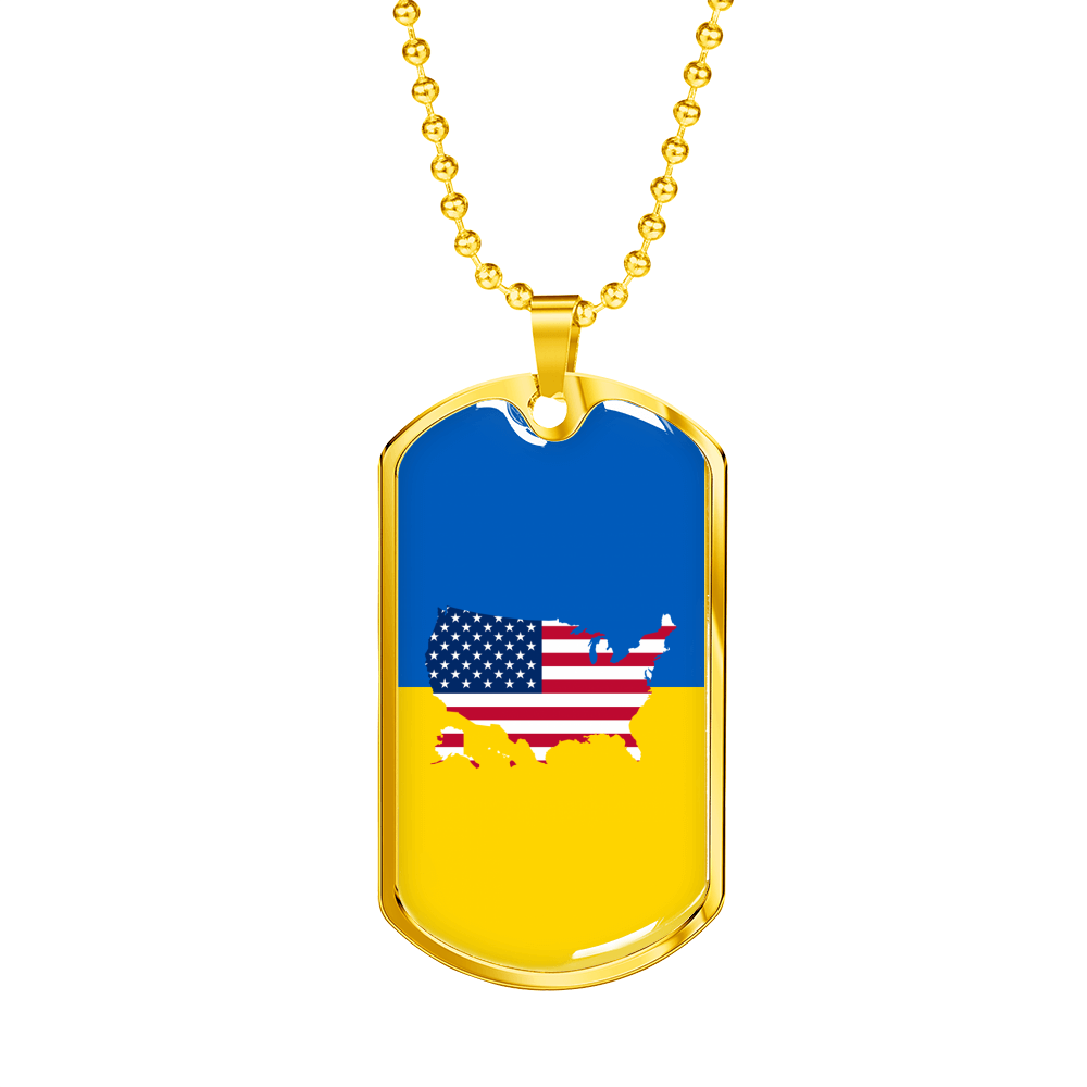 Ukrainian-American - 18k Gold Finished Luxury Dog Tag Necklace