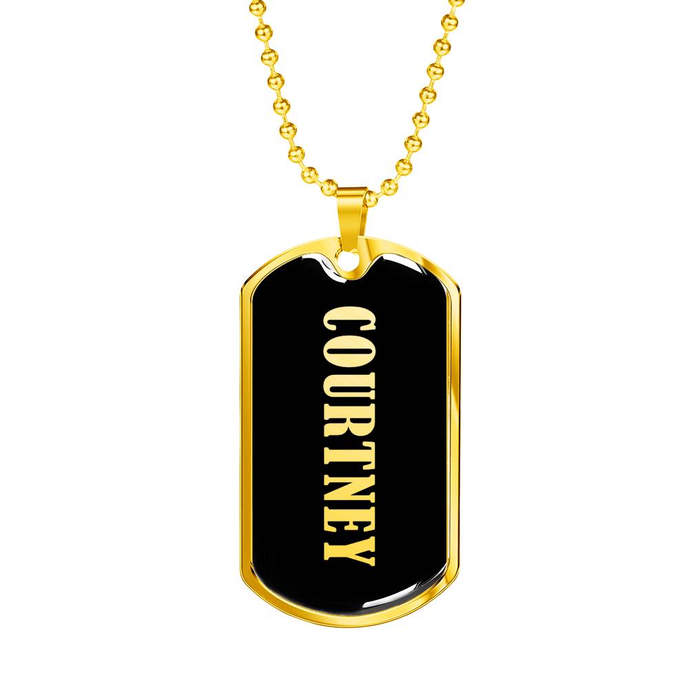 Courtney v02 - 18k Gold Finished Luxury Dog Tag Necklace