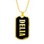 Delia v02 - 18k Gold Finished Luxury Dog Tag Necklace
