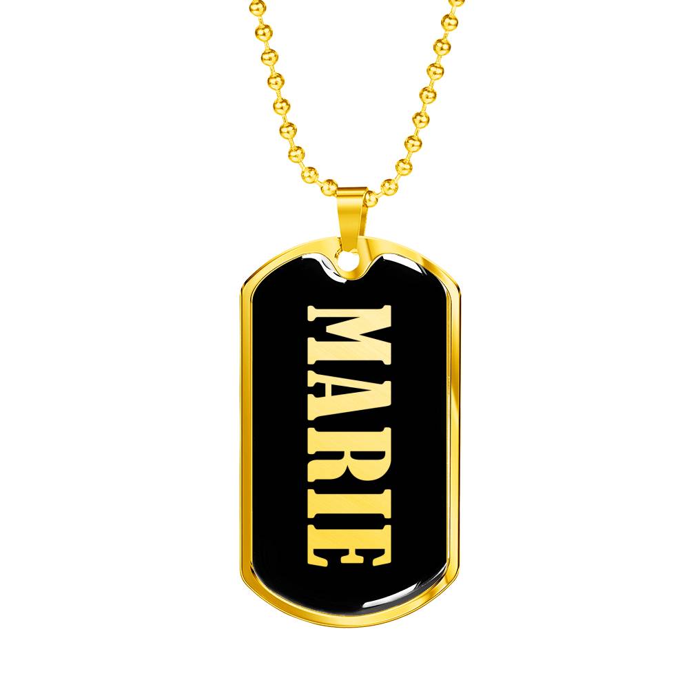Marie v02 - 18k Gold Finished Luxury Dog Tag Necklace