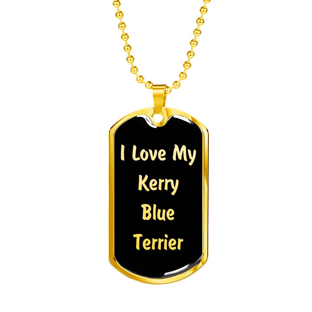 Love My Kerry Blue Terrier v5 - 18k Gold Finished Luxury Dog Tag Necklace