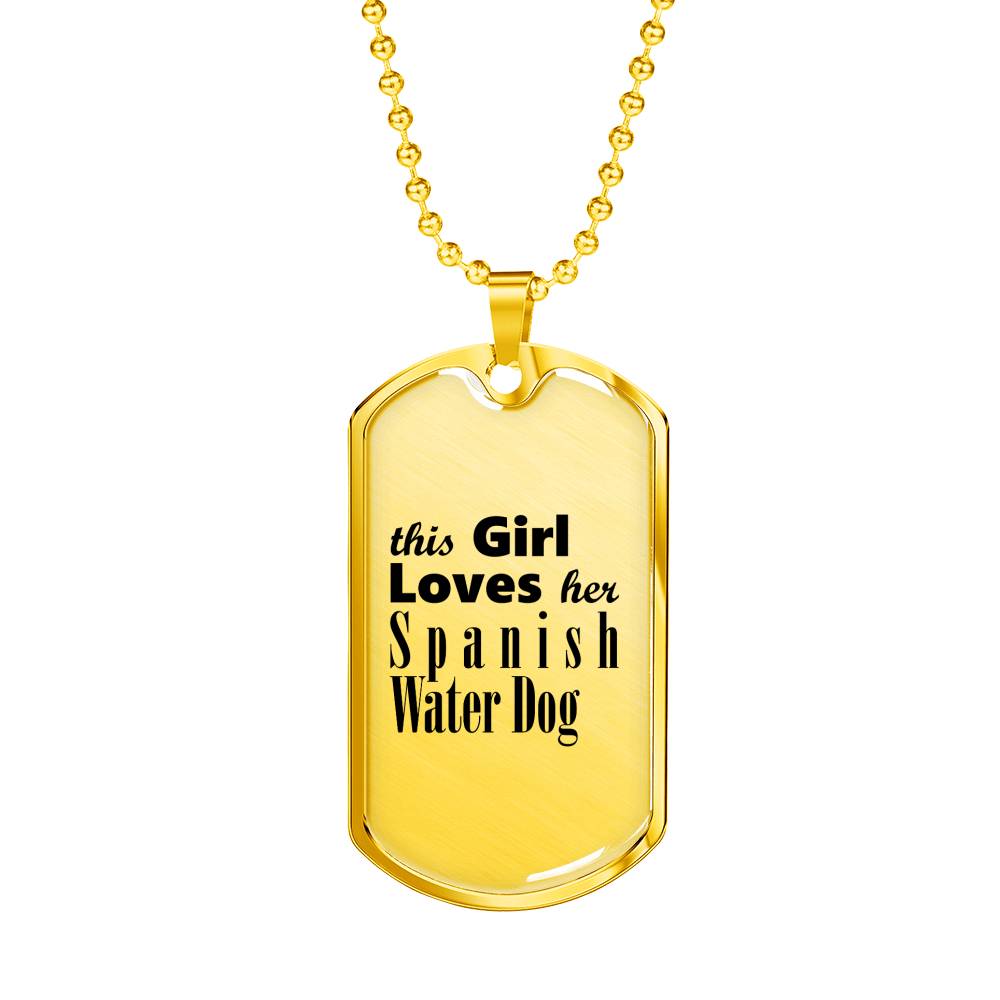 Spanish Water Dog - 18k Gold Finished Luxury Dog Tag Necklace