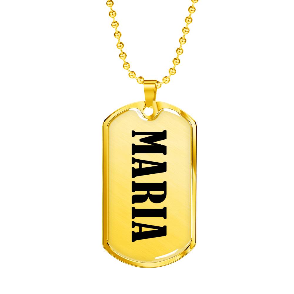 Maria v01 - 18k Gold Finished Luxury Dog Tag Necklace