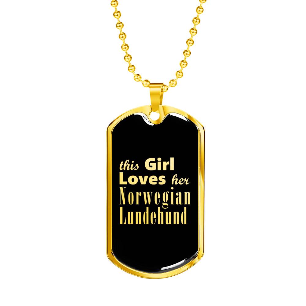 Norwegian Lundehund v2 - 18k Gold Finished Luxury Dog Tag Necklace