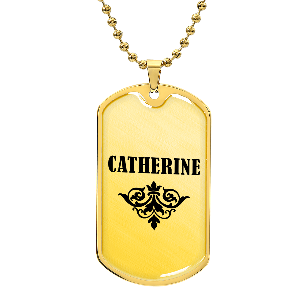 Catherine v01a - 18k Gold Finished Luxury Dog Tag Necklace