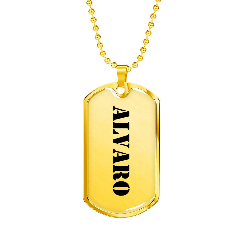 Alvaro - 18k Gold Finished Luxury Dog Tag Necklace