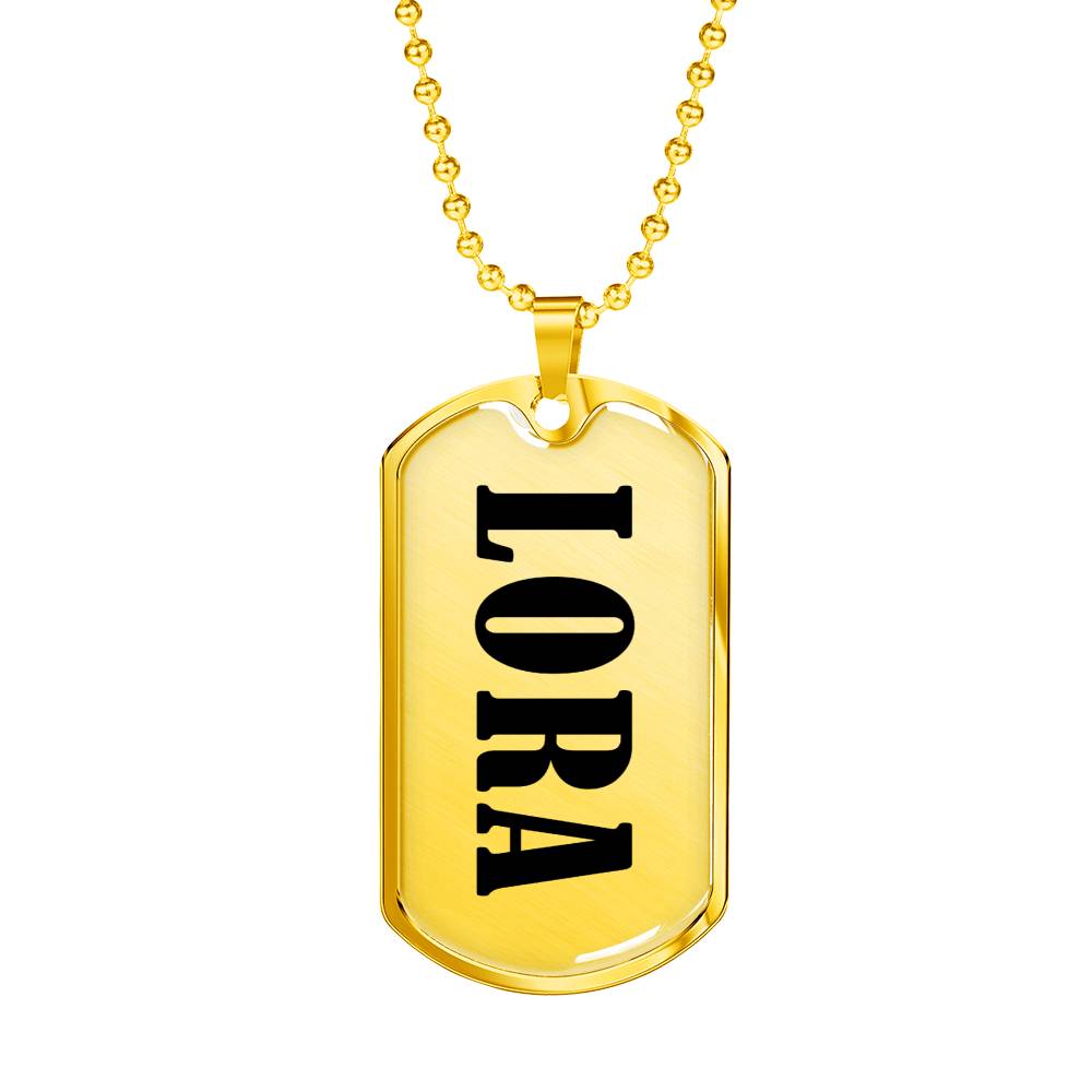 Lora v01 - 18k Gold Finished Luxury Dog Tag Necklace