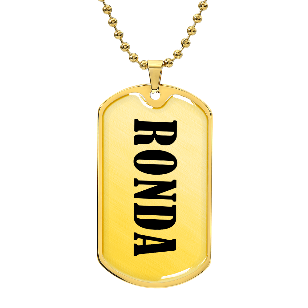 Ronda v01 - 18k Gold Finished Luxury Dog Tag Necklace