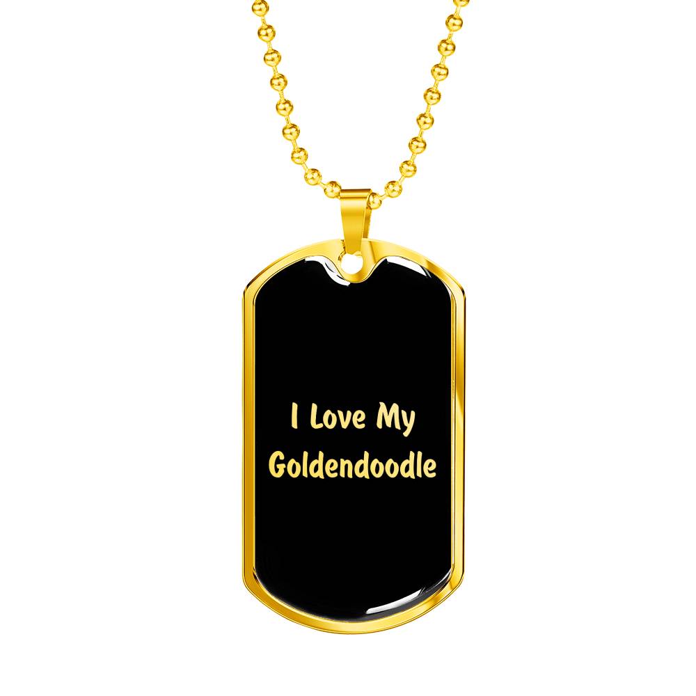 Love My Goldendoodle v5 - 18k Gold Finished Luxury Dog Tag Necklace