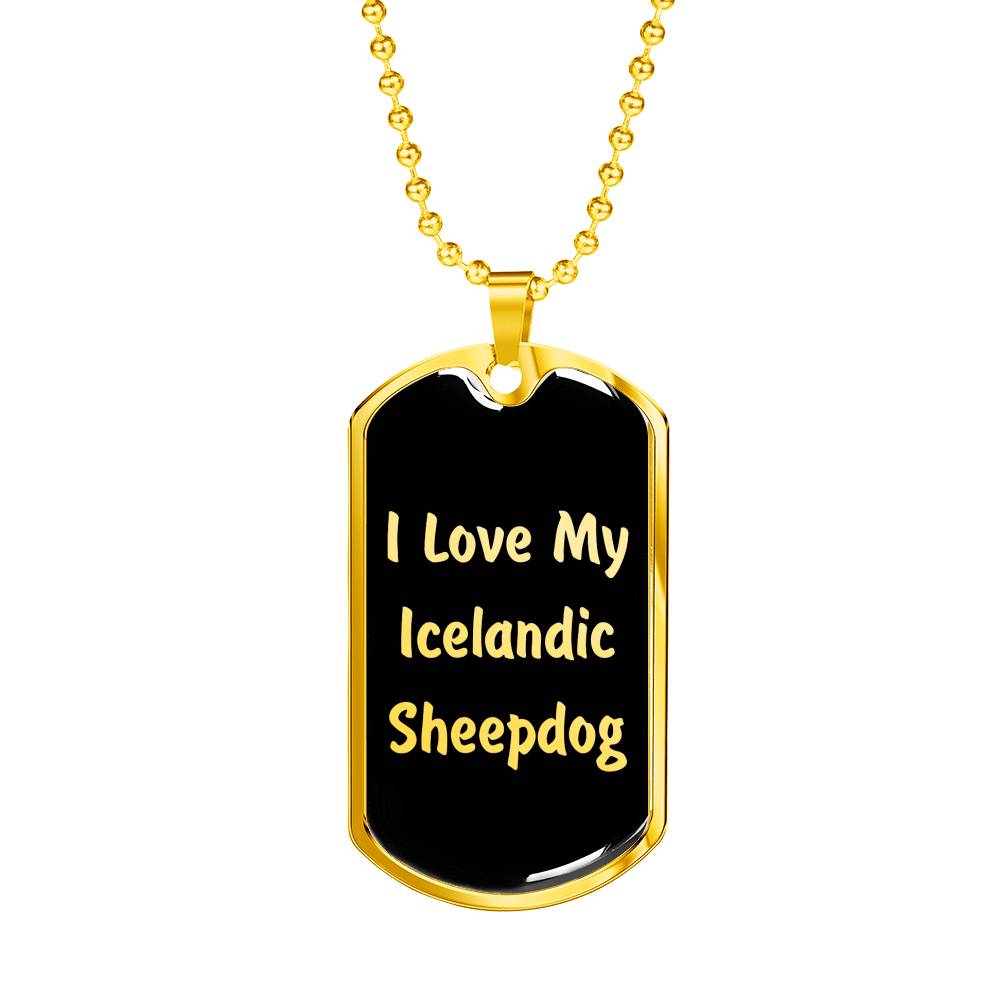 Love My Icelandic Sheepdog v5 - 18k Gold Finished Luxury Dog Tag Necklace