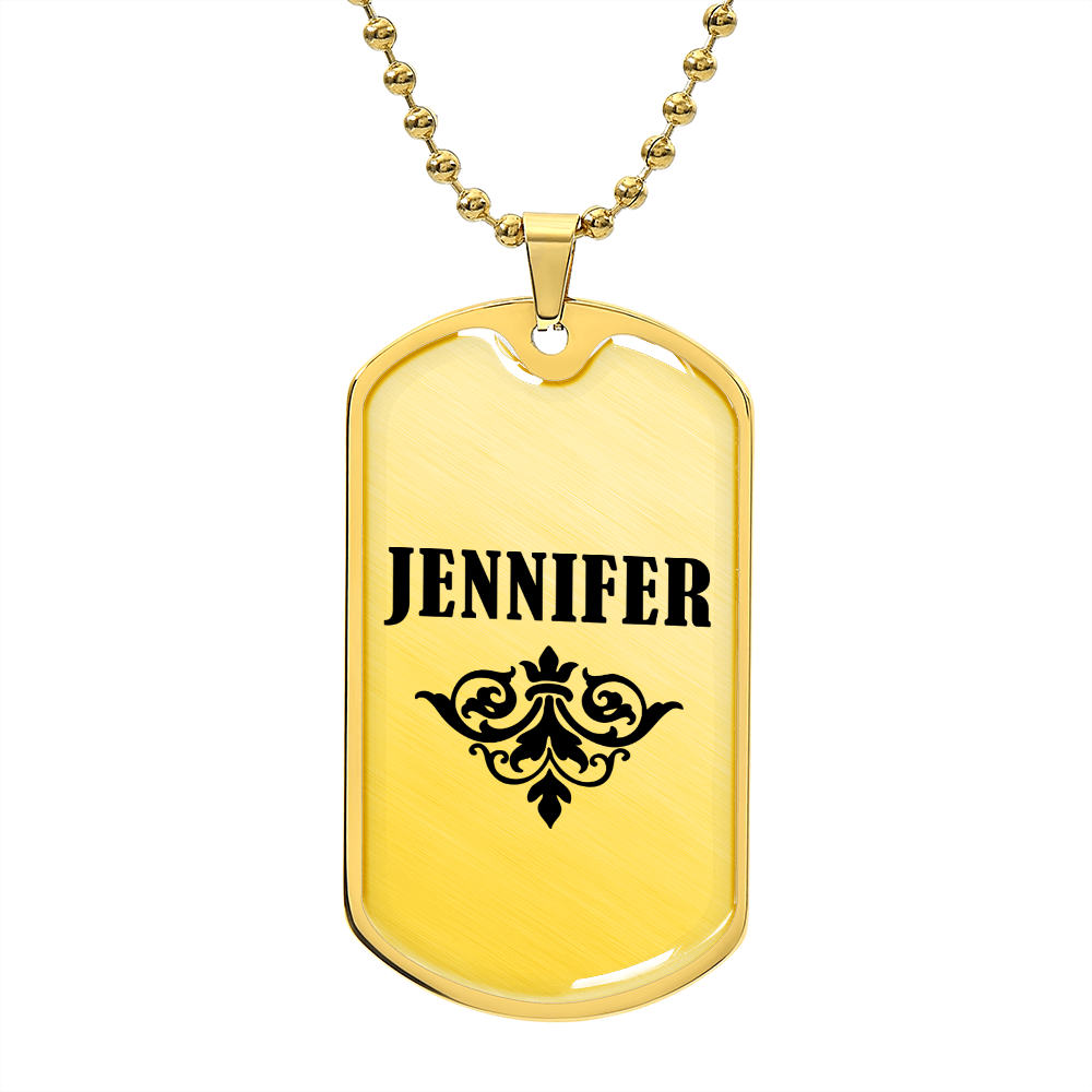 Jennifer v01a - 18k Gold Finished Luxury Dog Tag Necklace