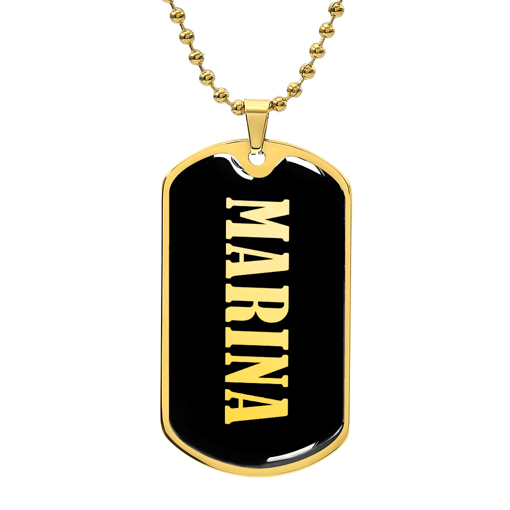 Marina v02 - 18k Gold Finished Luxury Dog Tag Necklace