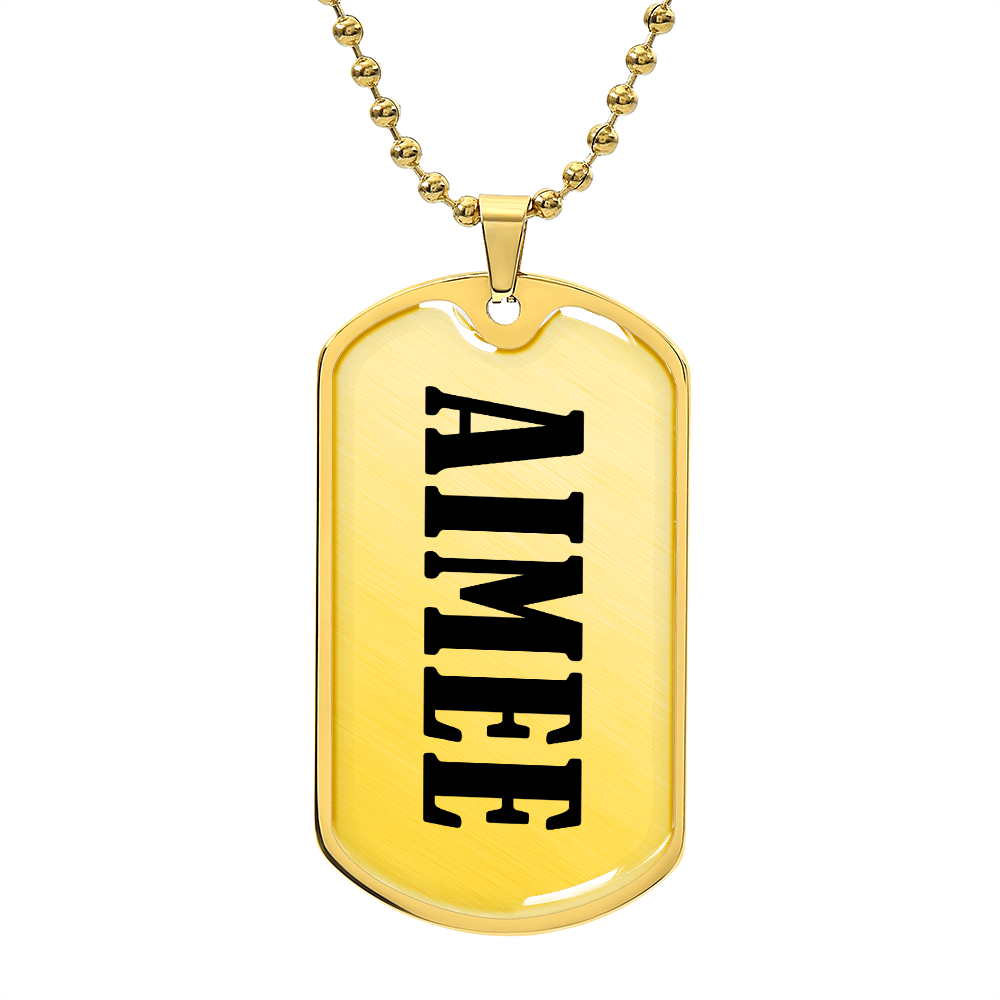 Aimee v01 - 18k Gold Finished Luxury Dog Tag Necklace