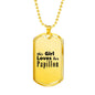 Papillon - 18k Gold Finished Luxury Dog Tag Necklace