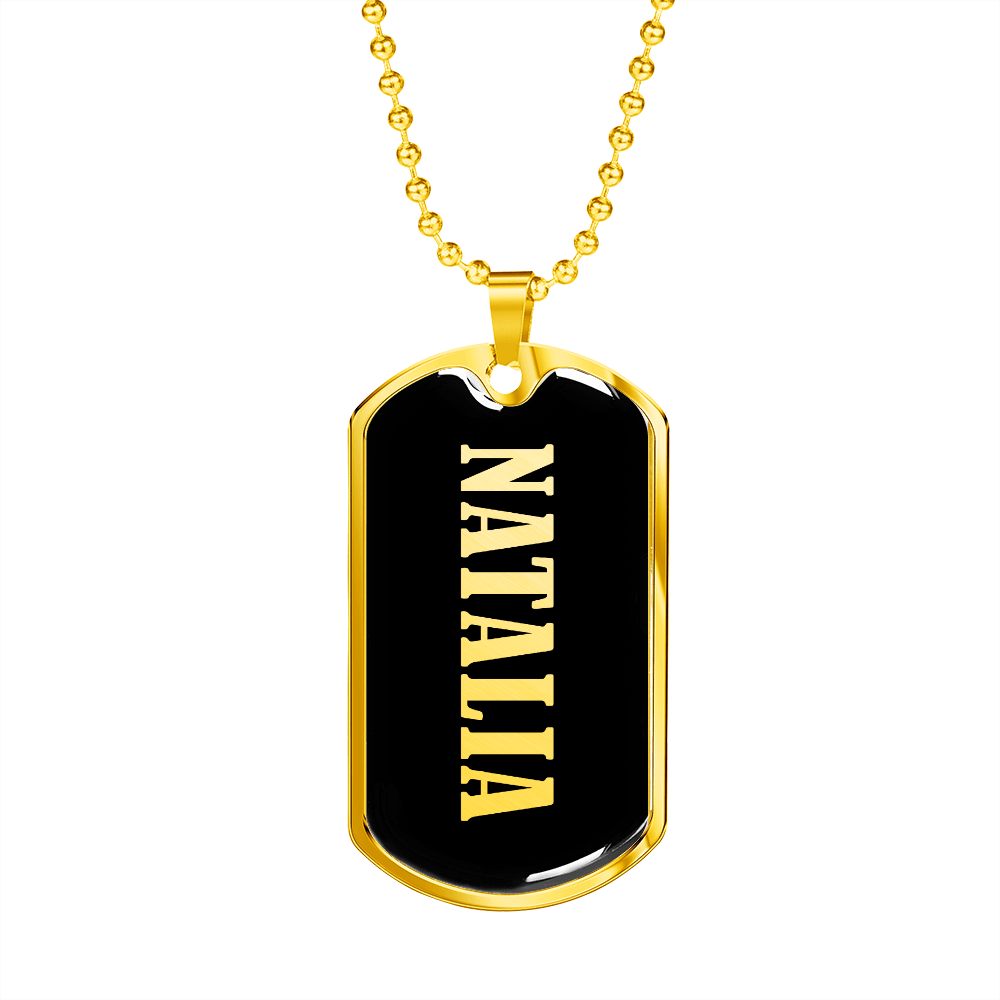 Natalia v02 - 18k Gold Finished Luxury Dog Tag Necklace