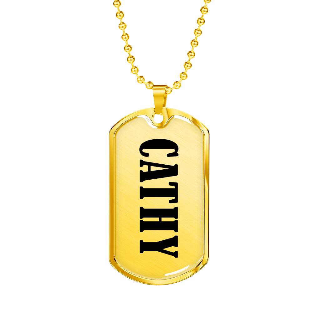 Cathy v01 - 18k Gold Finished Luxury Dog Tag Necklace