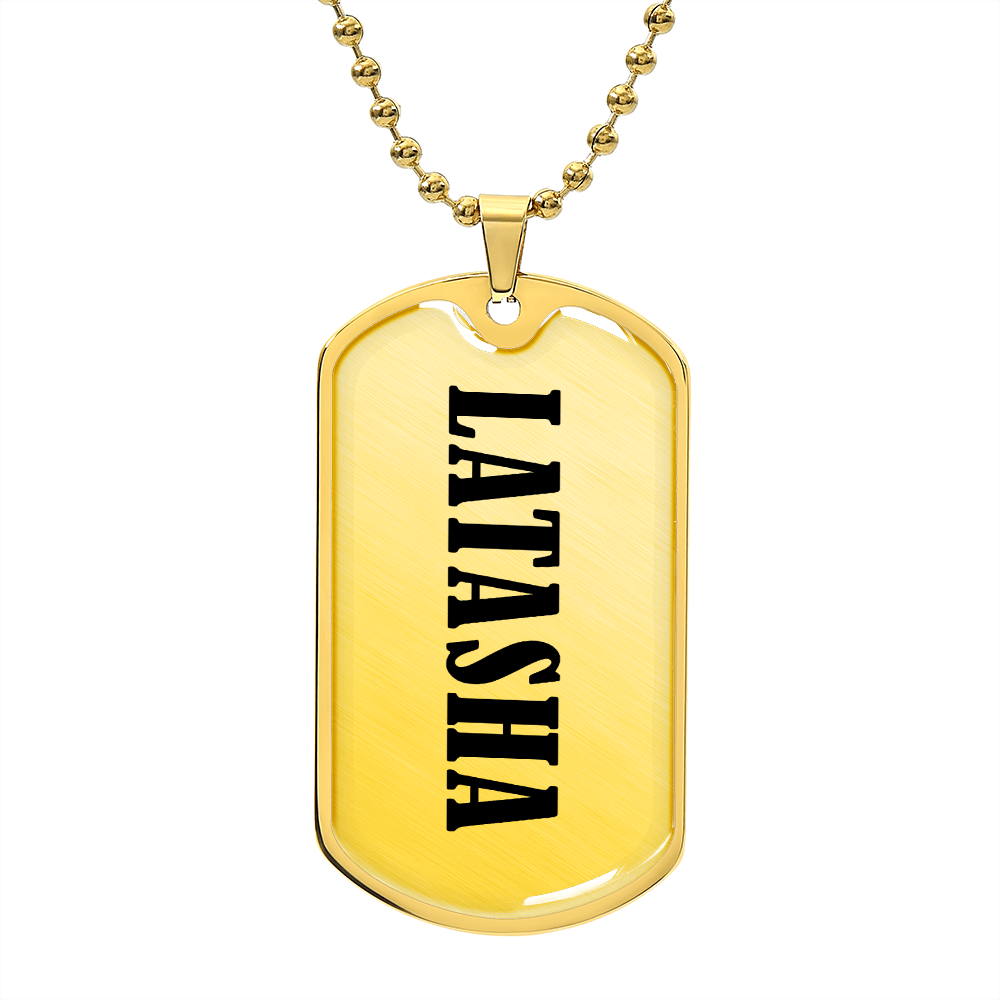 Latasha v01 - 18k Gold Finished Luxury Dog Tag Necklace