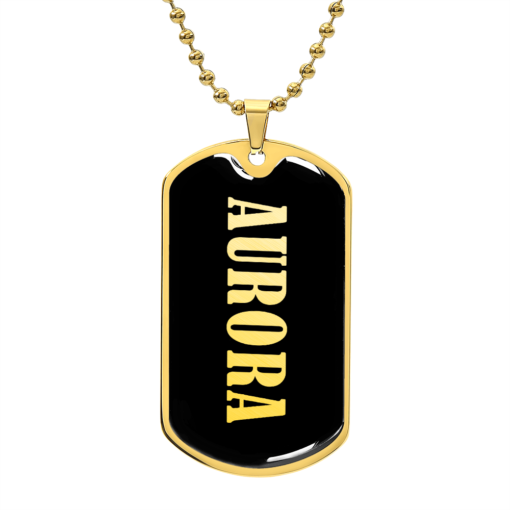 Aurora v02 - 18k Gold Finished Luxury Dog Tag Necklace