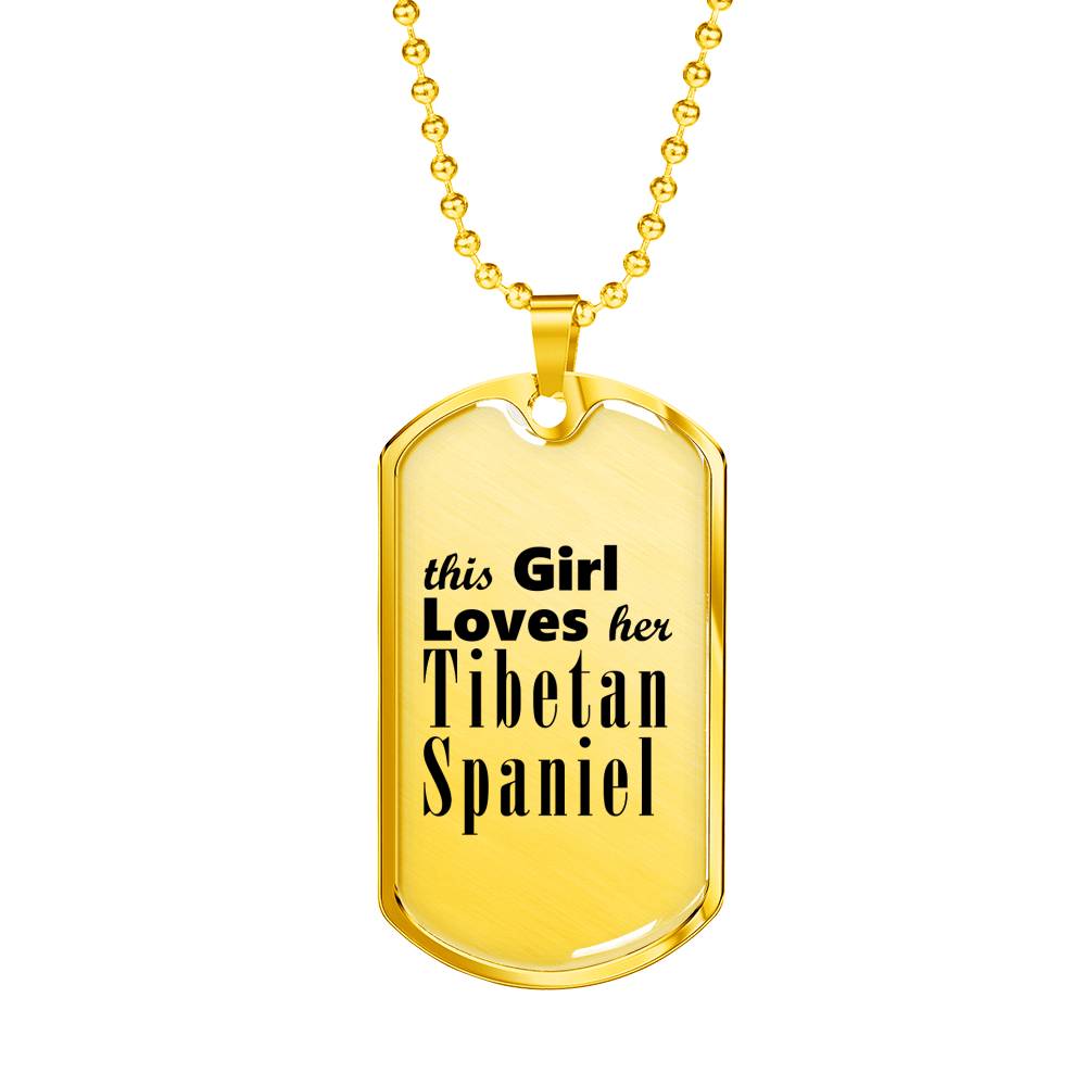 Tibetan Spaniel - 18k Gold Finished Luxury Dog Tag Necklace