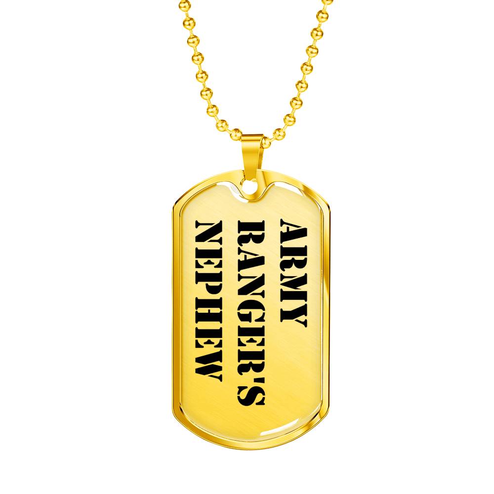 Army Ranger's Nephew - 18k Gold Finished Luxury Dog Tag Necklace
