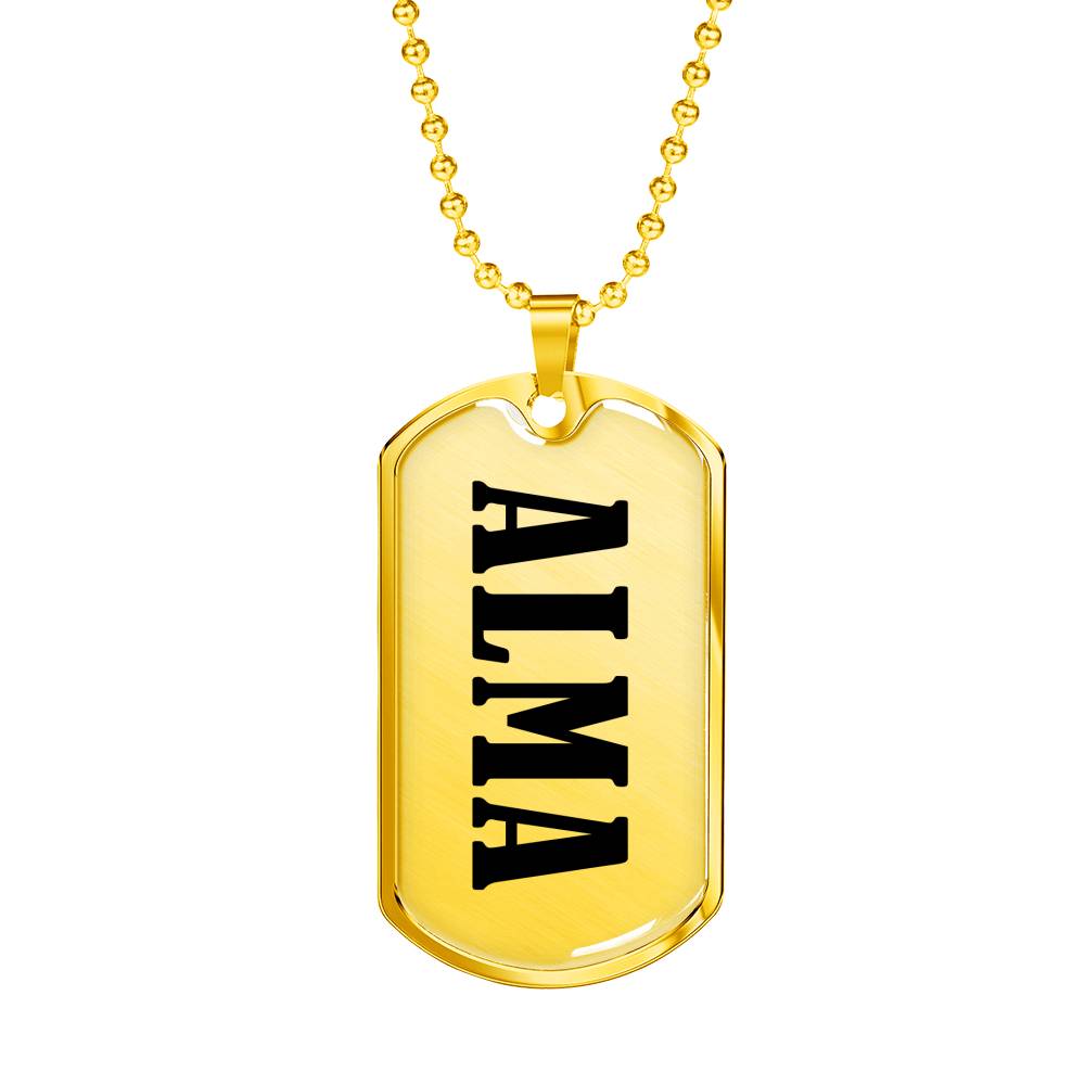 Alma v01 - 18k Gold Finished Luxury Dog Tag Necklace