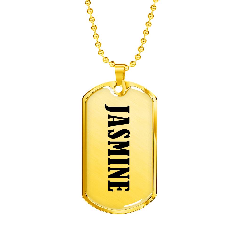 Jasmine v01 - 18k Gold Finished Luxury Dog Tag Necklace
