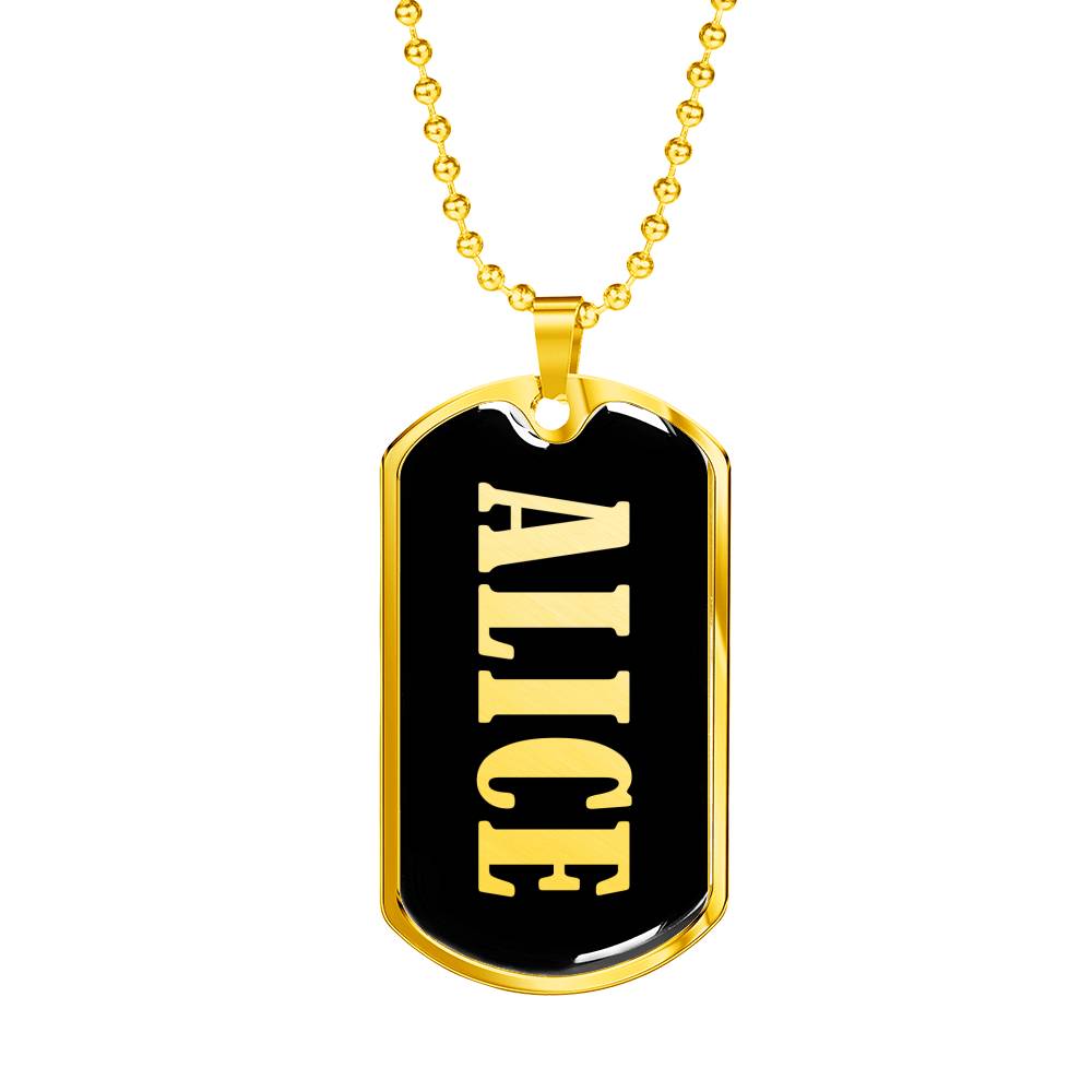 Alice v02 - 18k Gold Finished Luxury Dog Tag Necklace