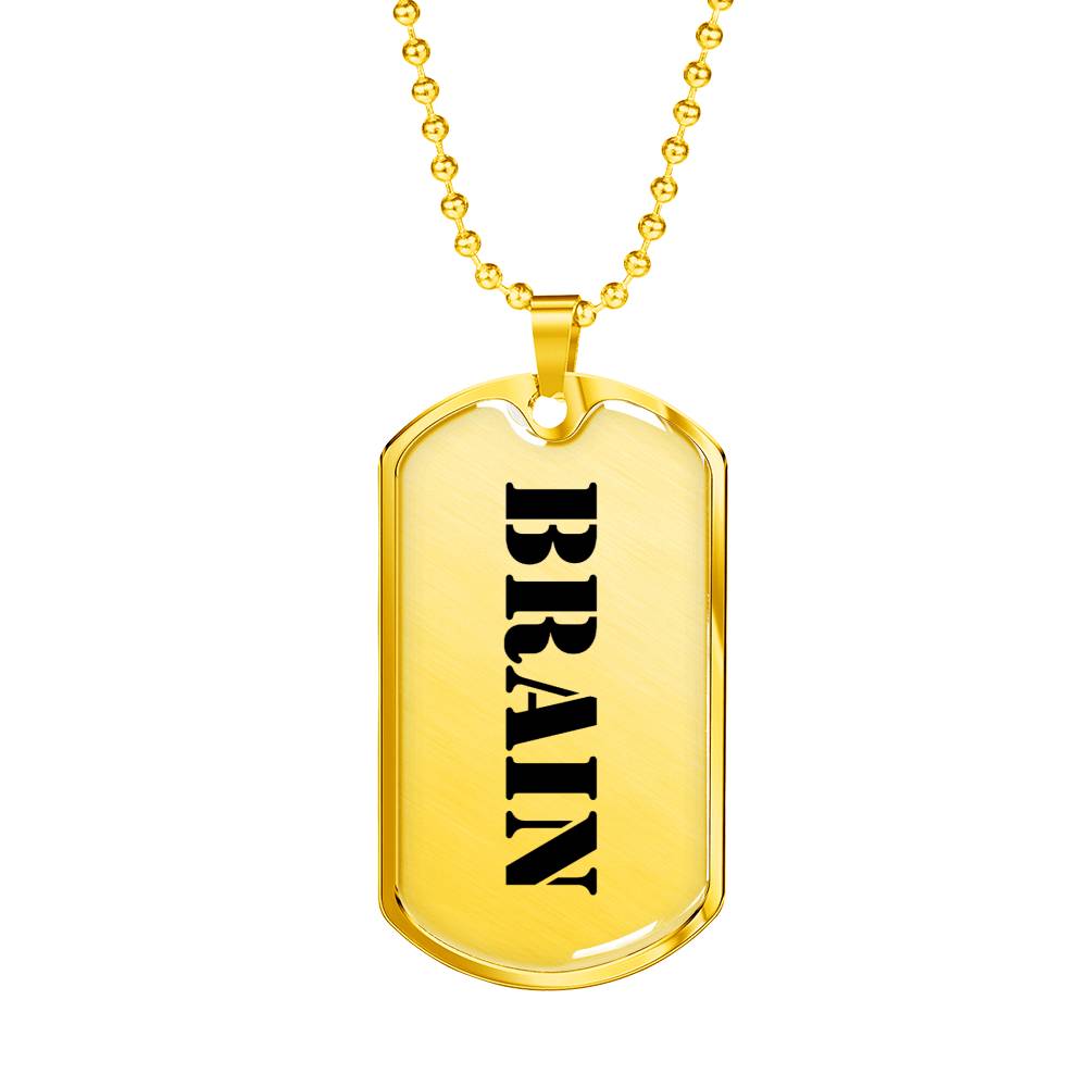 Brain - 18k Gold Finished Luxury Dog Tag Necklace