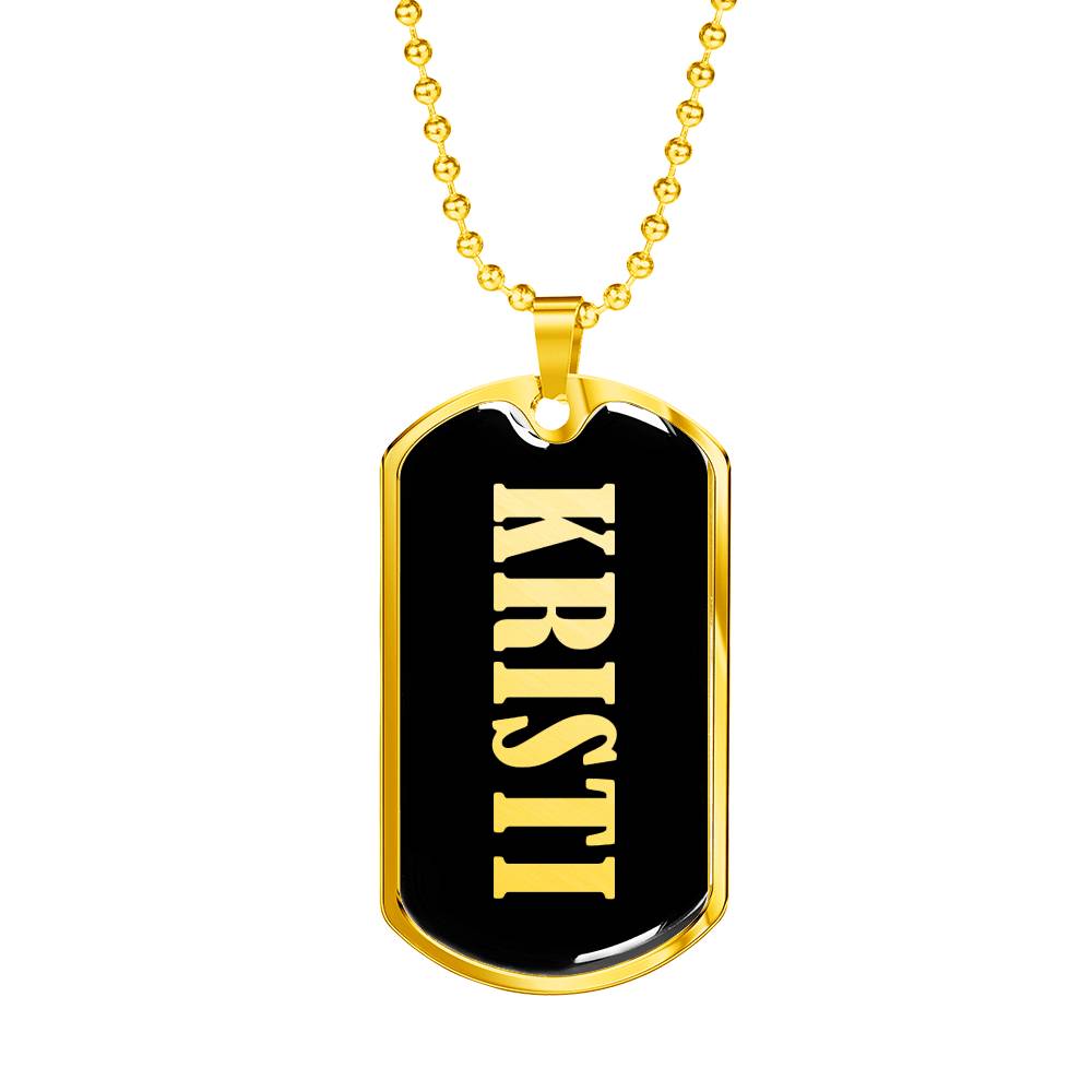 Kristi v02 - 18k Gold Finished Luxury Dog Tag Necklace