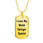 Love My Welsh Springer Spaniel v4 - 18k Gold Finished Luxury Dog Tag Necklace