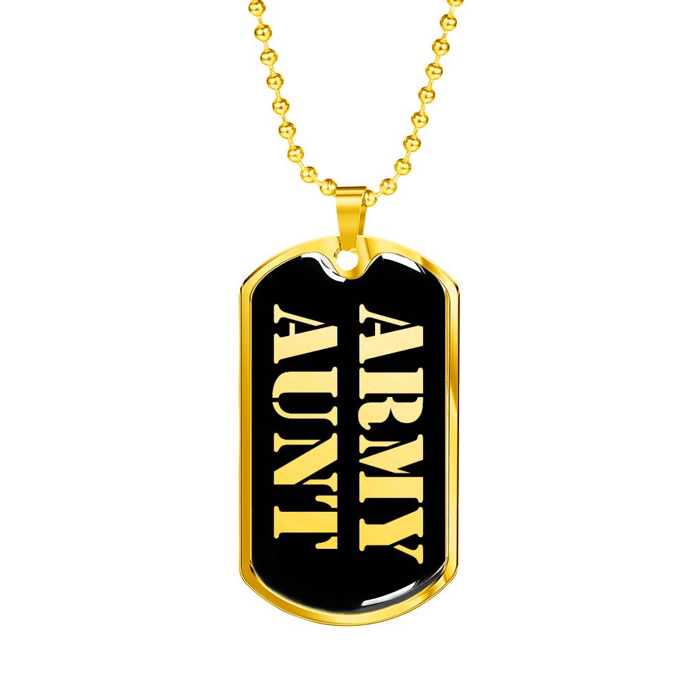 Army Aunt v2 - 18k Gold Finished Luxury Dog Tag Necklace