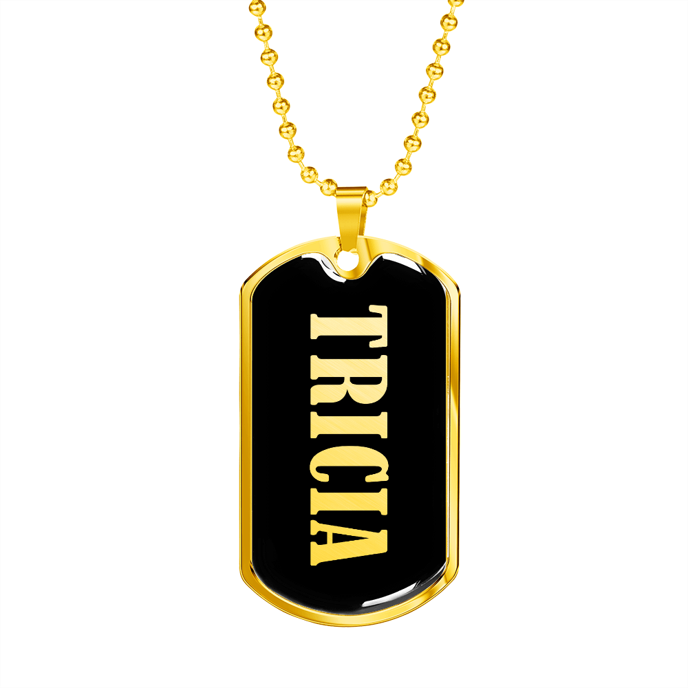 Tricia v02 - 18k Gold Finished Luxury Dog Tag Necklace