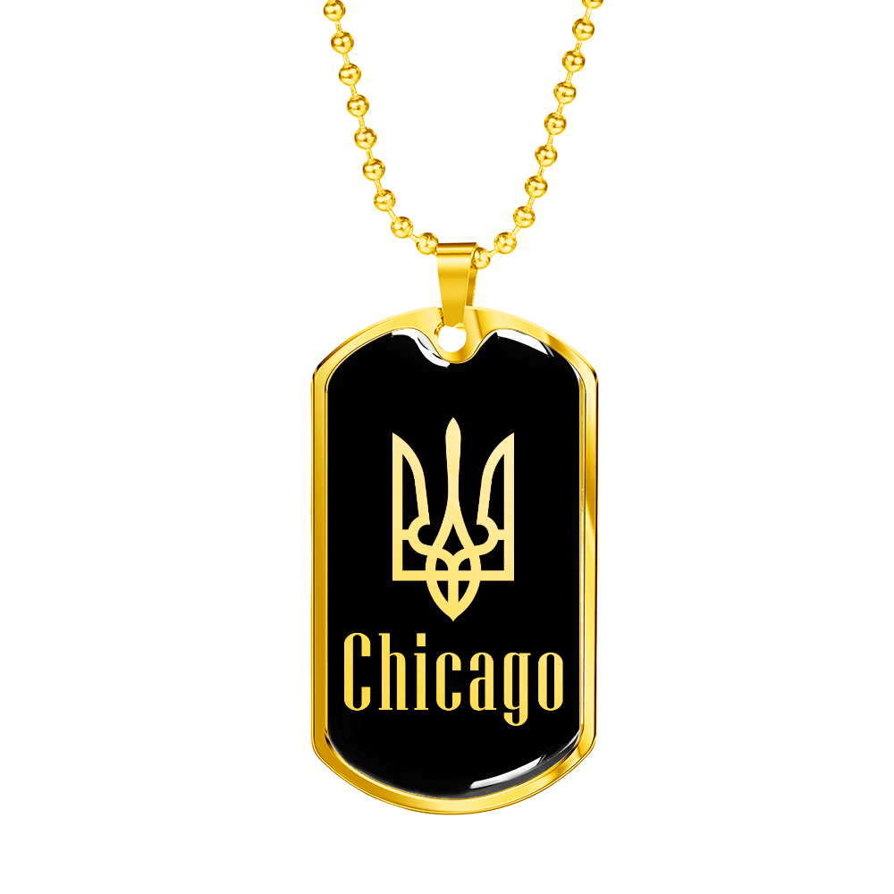 Chicago v2 - 18k Gold Finished Luxury Dog Tag Necklace