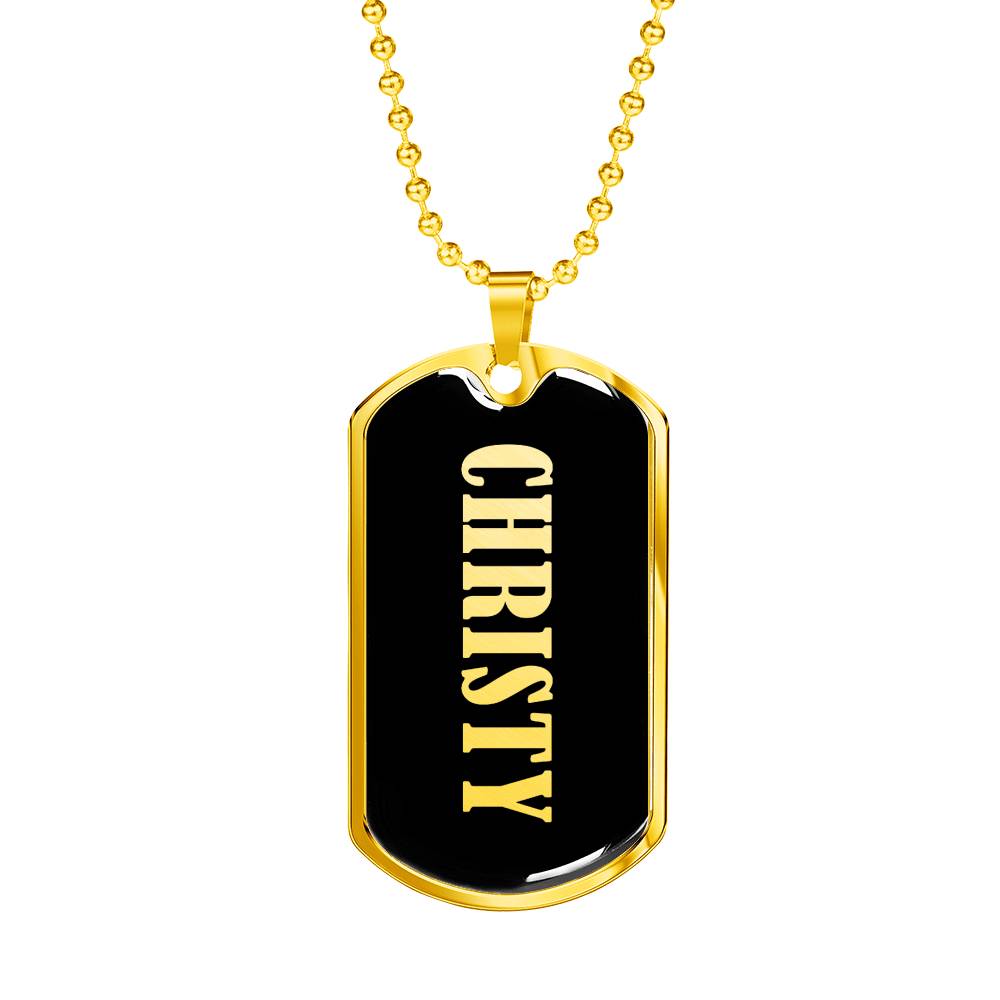 Christy v02 - 18k Gold Finished Luxury Dog Tag Necklace
