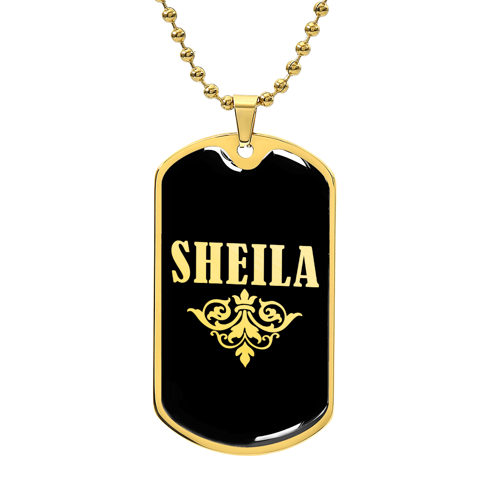 Sheila v02a - 18k Gold Finished Luxury Dog Tag Necklace