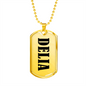 Delia v01 - 18k Gold Finished Luxury Dog Tag Necklace