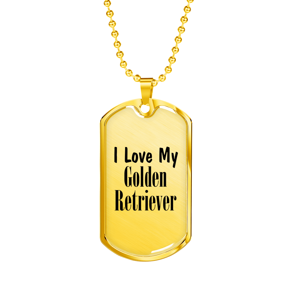 Love My Golden Retriever - 18k Gold Finished Luxury Dog Tag Necklace