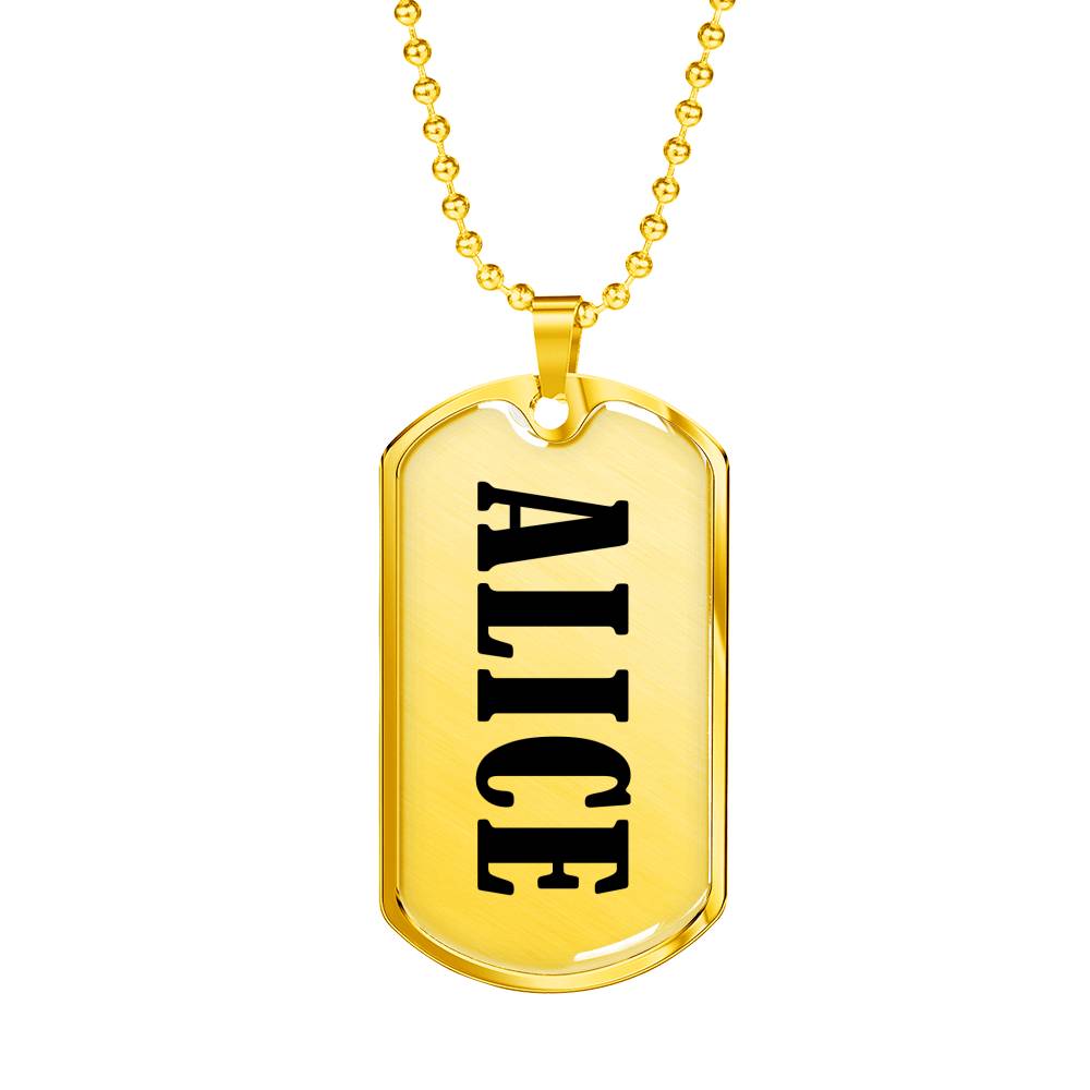 Alice v01 - 18k Gold Finished Luxury Dog Tag Necklace