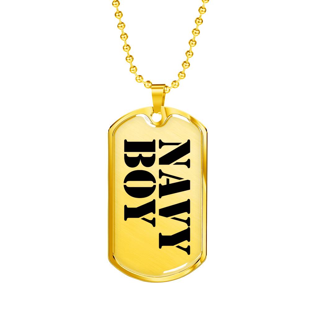 Navy Boy - 18k Gold Finished Luxury Dog Tag Necklace