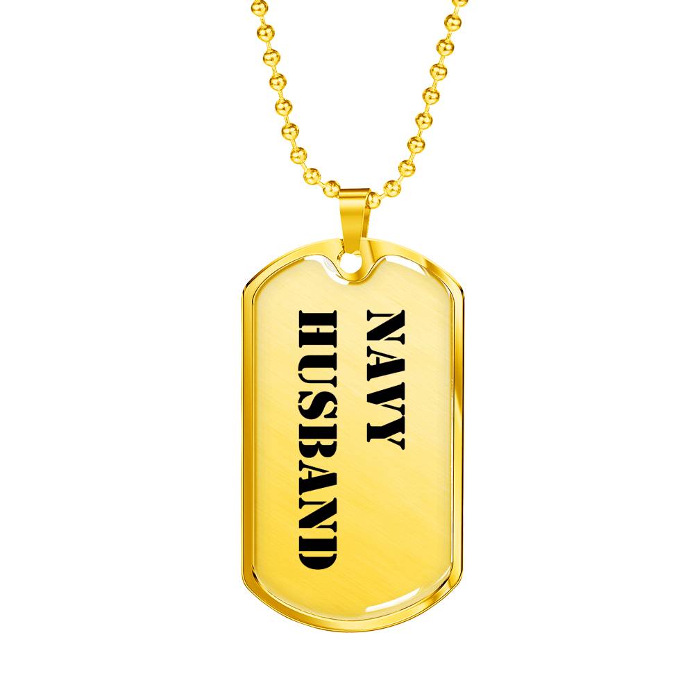 Navy Husband - 18k Gold Finished Luxury Dog Tag Necklace