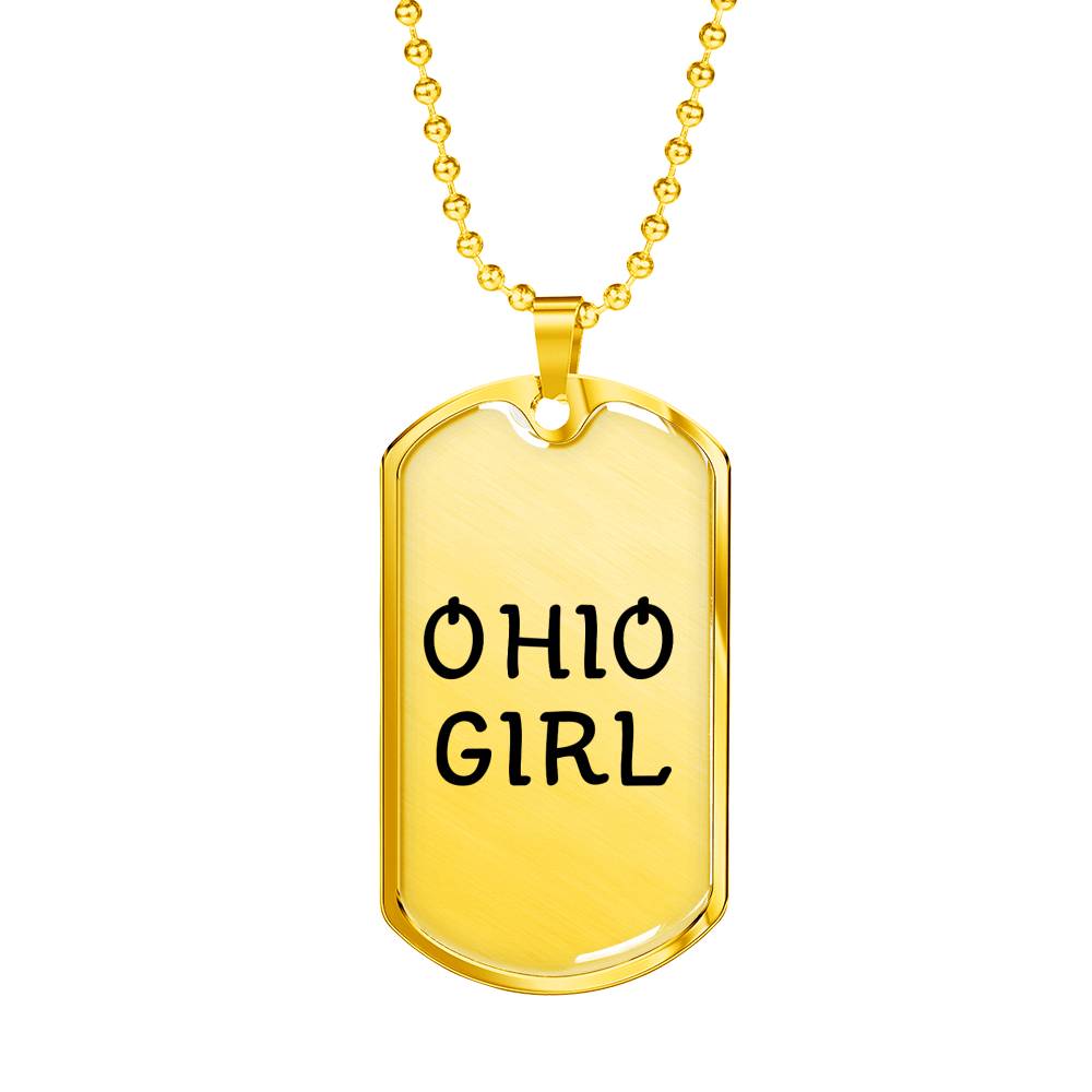 Ohio Girl - 18k Gold Finished Luxury Dog Tag Necklace