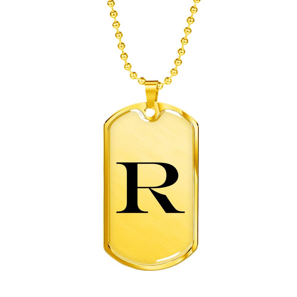 Initial R v1a - 18k Gold Finished Luxury Dog Tag Necklace