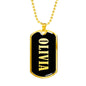 Olivia v02 - 18k Gold Finished Luxury Dog Tag Necklace