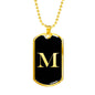 Initial M v2a - 18k Gold Finished Luxury Dog Tag Necklace