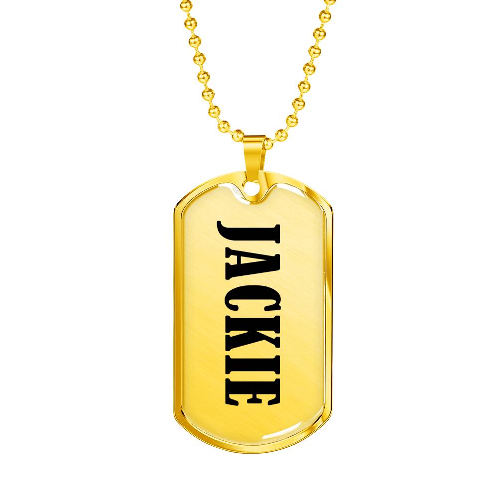 Jackie v01 - 18k Gold Finished Luxury Dog Tag Necklace